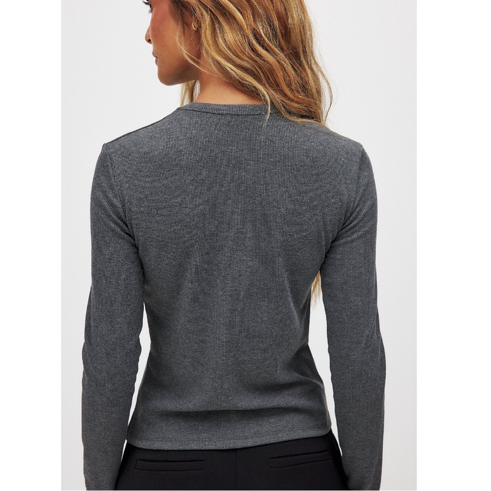 NA-KD Grey ribbed long sleeve top